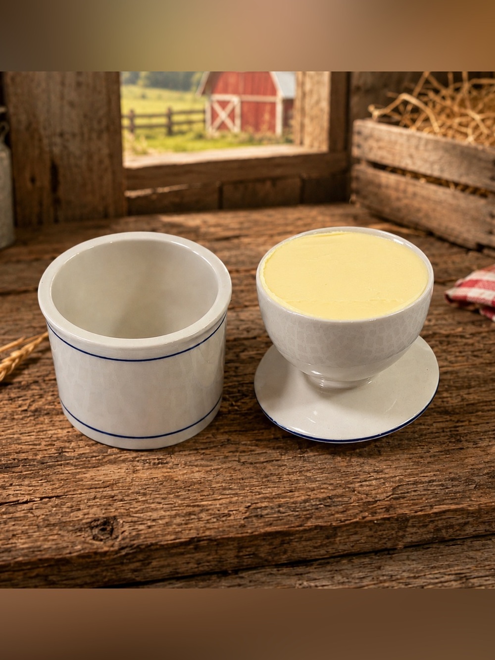 Butter crack keeper Ceramic Cup and Holder Set